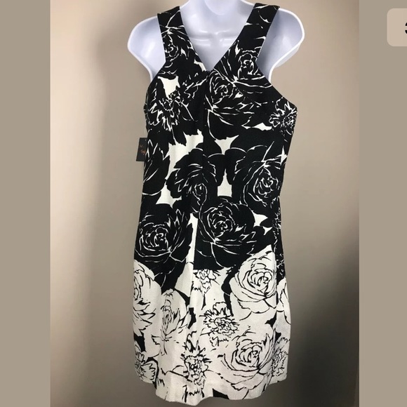 Just Taylor Black & White Floral Dress Sz 8 - Picture 4 of 5